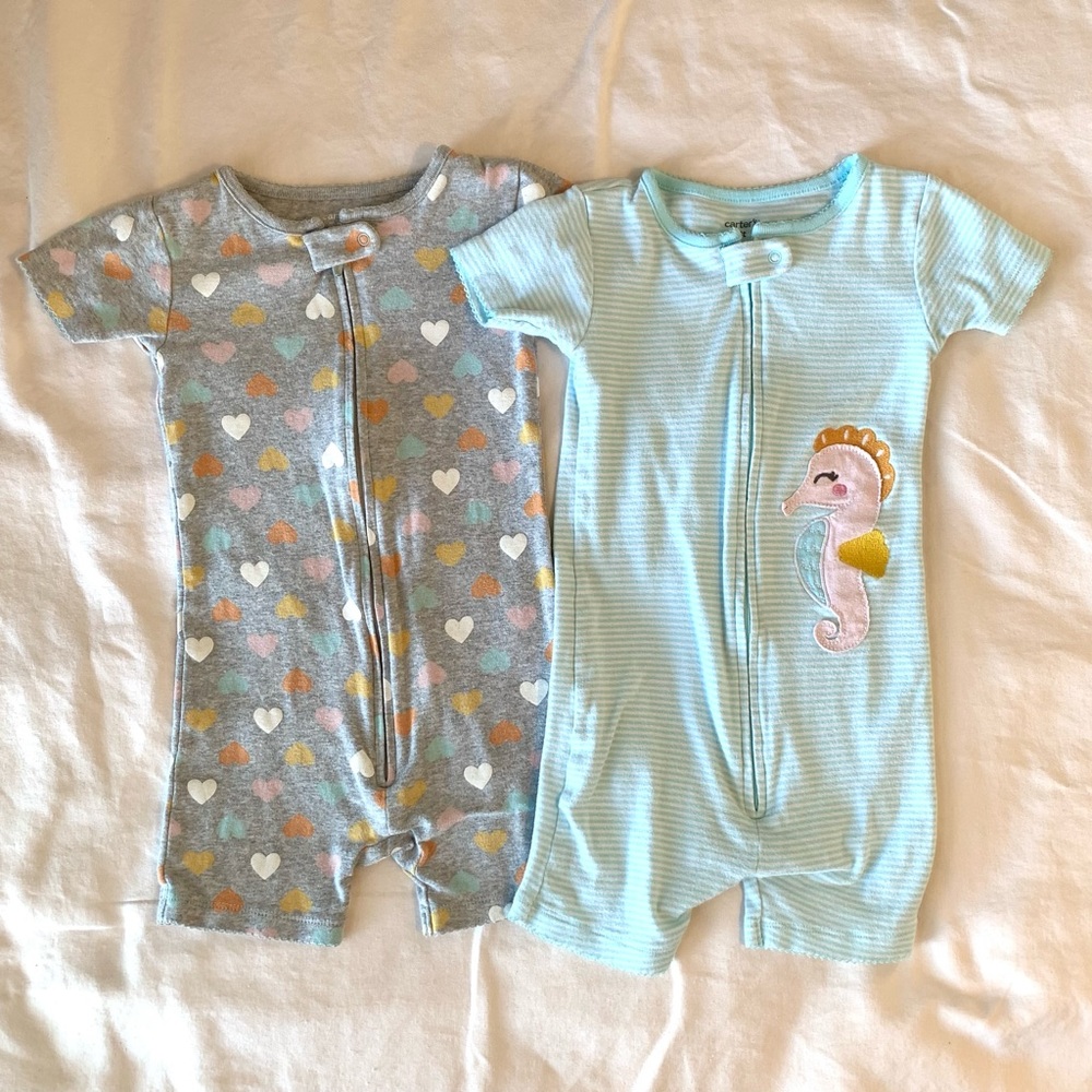 Carter’s Set of 3T Short Sleeve Zip Up Slim Pajamas |Spring Summer Toddler PJs